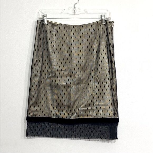 Tracy Reese | Black Taffetta Lace Mesh Skirt 8 - Picture 1 of 16
